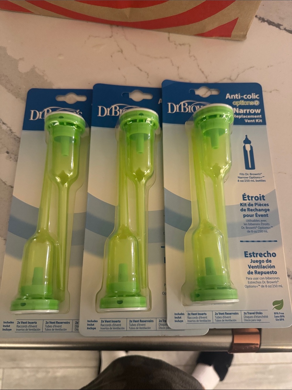 Dr. Brown's Anti-Colic Narrow Vent Replacement Kit - Lime Green (3 Pack)
